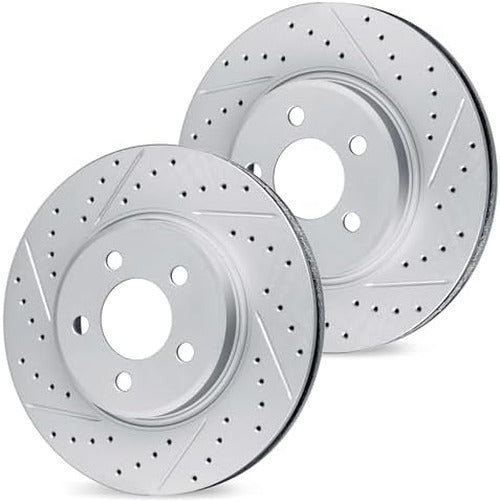 R1 07-23 Lexus LS460 Front Drilled & Slotted Carbon Coated Brake Rotor Set