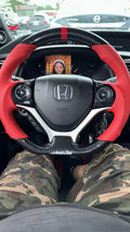 Buddy Club Sport Steering Wheel RED Carbon Style Civic 12-15