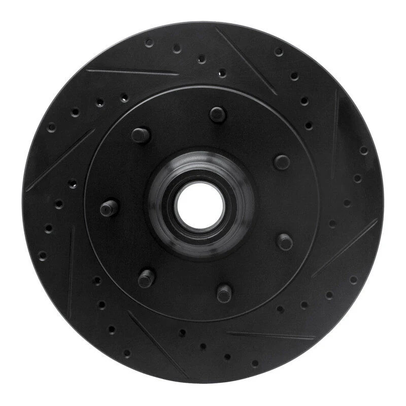 R1 97-04 Ford F-150 RWD Front Right Drilled & Slotted Black Brake Rotor