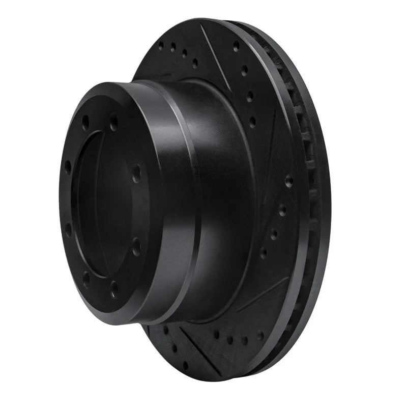 R1 05-12 Ford F-350 Super Duty 2WD Rear Right Drilled & Slotted Black Brake Rotor