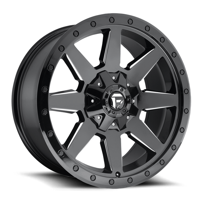 ~(42 lbs. 23X23X12)~ WILDCAT 20x9 8x165.10 GLOSS BLACK MILLED (1 mm)
