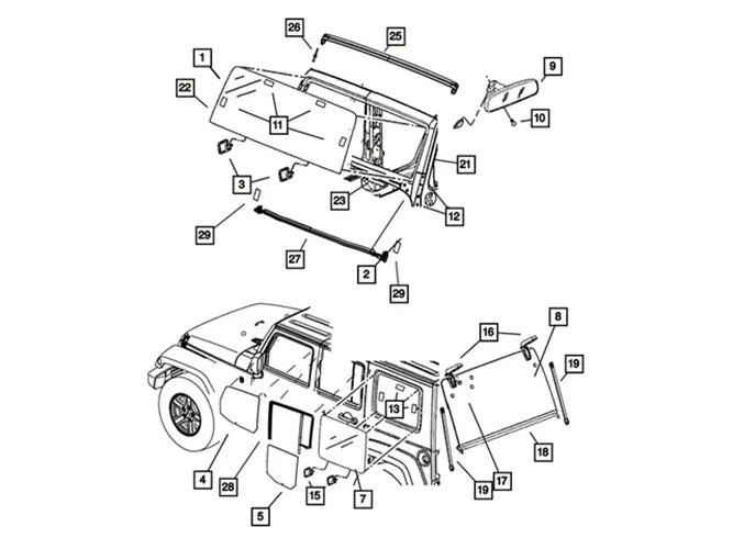 ~(25 lbs. 60X23X4)~ JK Windshield Replacement