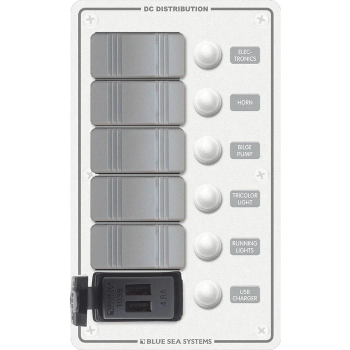 PANEL H2O CB USB 12/24VDC 5POS VERT