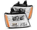 AlphaRex 07-14 Chevrolet Tahoe PRO-Series Proj Headlights Chrome w/Activ Light/Seq Signal/DRL