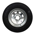 ST205/75R14 MOUNTED ON GALVANIZE SPOKE 14X6 5X4.5 LOAD RATING: C 6PLY RATED 1760 LBS