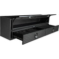 DIAMOND TREAD ALUMINUM HEAVYDUTY FLATBED CONTRACTOR WITH LOWER DRAWERS 21X18X72 BLACK