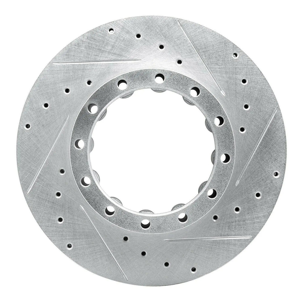 R1 05-18 Mitsubishi Fuso Rear Right Drilled & Slotted Black Brake Rotor