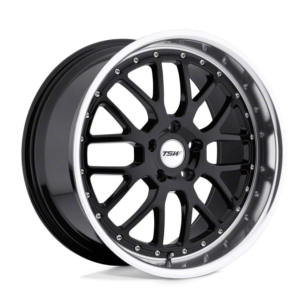 ~(31 lbs. 20X20X10)~ TSW VALENCIA 18x8.0 5/114.3 ET40 CB76.1 GLOSS BLACK W/MIRROR CUT LIP