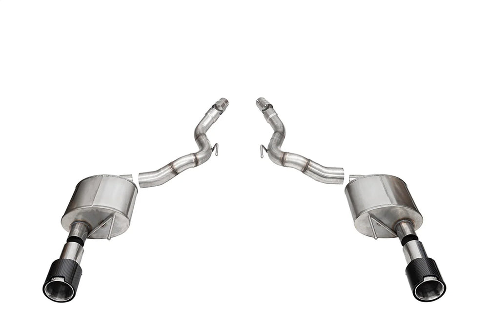 3.0 Dual Rear Exit Axle-Back Exhaust System with 4.5 Straight Cut Carbon Fiber Tips