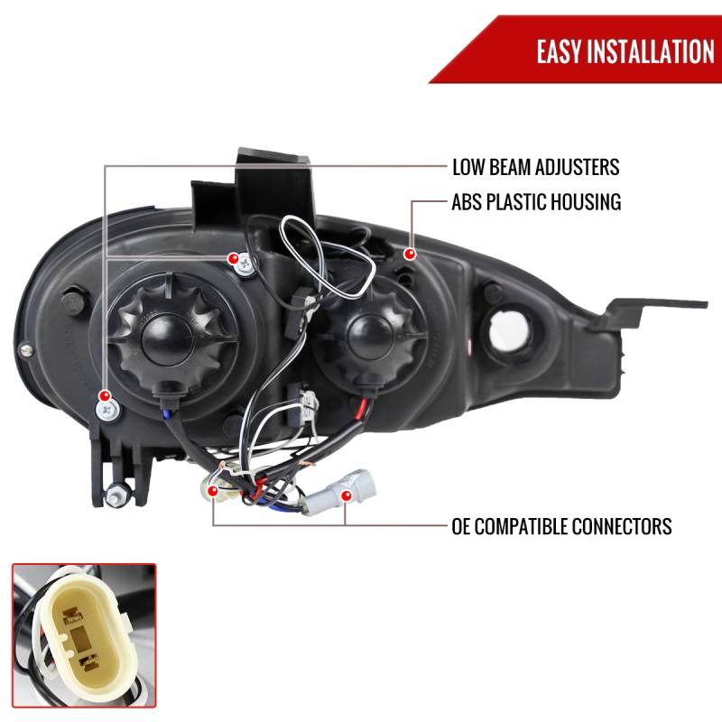 PROJECTOR HEADLIGHT GLOSS BLACK HOU