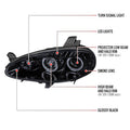 PROJECTOR HEADLIGHT GLOSS BLACK HOU