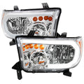 RETROFIT HEADLIGHTS LED BAR OE STYLE CHROME HOUSING AND SMOKED LENS