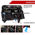 PROJECTOR HEADLIGHTS WITH LED BAR BLACK HOUSING SMOKED LENS SWITCHBACK LED LIGHT BAR LED SEQUENTIAL SIGNAL H1 LOW H7 HIGH INCLUDED