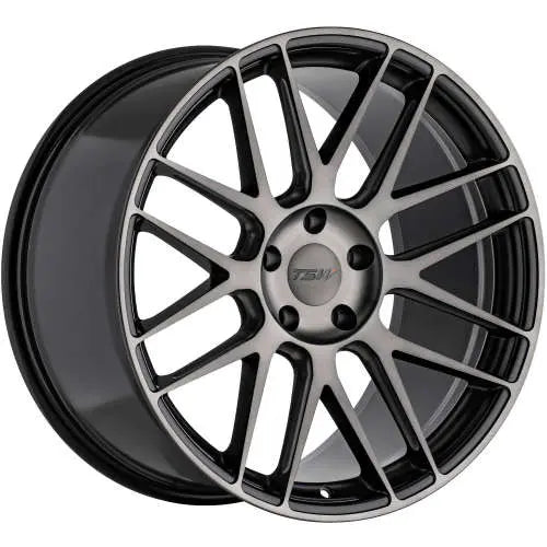 ~(24 lbs. 21X21X11)~ TSW NORD 19X9.5 5/114.3 ET40 CB76.1 SEMI GLOSS BLACK W/BALL MILLING AND MACHINED DARK TINT FACE RF