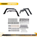 18C WRANGLER JL; 19C GLADIATOR JT FRT FENDER FLARES W/ LED LIGHTS ; BLK; POWDE