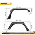 18C WRANGLER JL; 19C GLADIATOR JT FRT FENDER FLARES W/ LED LIGHTS ; BLK; POWDE