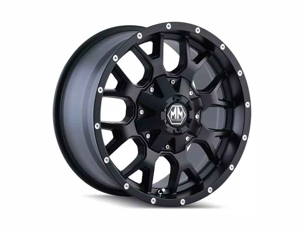 ~(34 lbs. 19X19X10)~ WARRIOR (8015) MATTE BLACK 17X9 6-135/6-139.7 -12MM 108MM