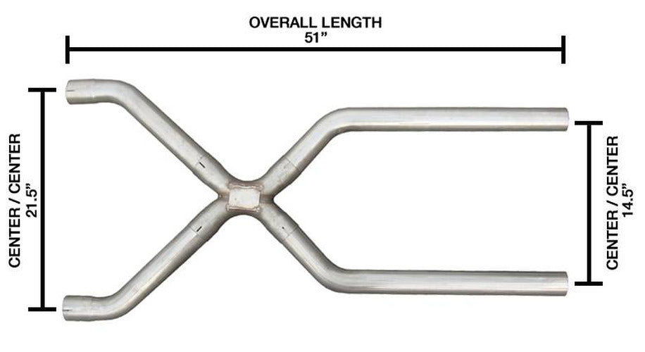 Exhaust X-Pipe Kit Intermediate Pipe 3 in Crossover Hardware Incl Polished 304 Stainless Steel Pypes Exhaust