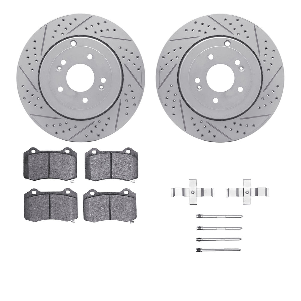 DFC 10-16 Hyundai Genesis Coupe Rear Drill/Slot Geoperf Rotors 5000 Advanced Brake Pads w/Hardware