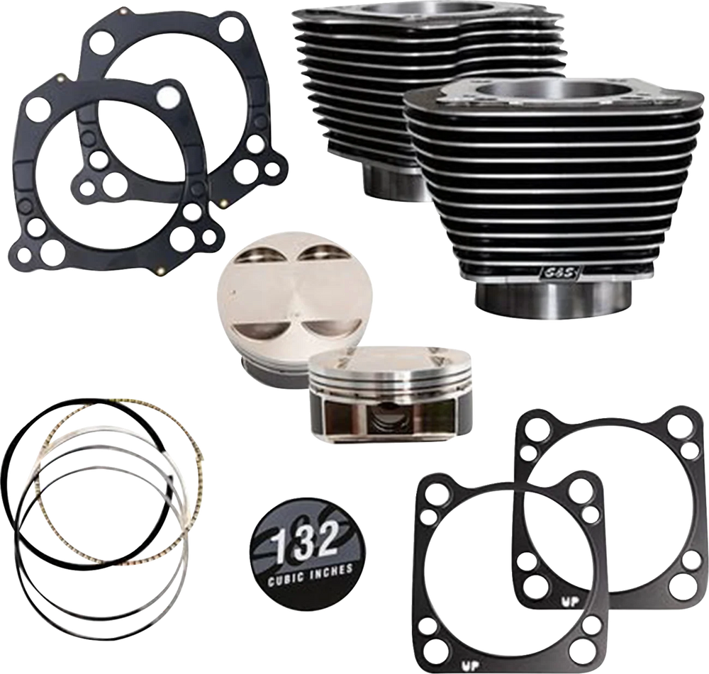 S&S Cycle 2017+ M8 Models 4.320in Bore 4.500in Stroke Cylinder Kit - Black Granite w/ Highlight