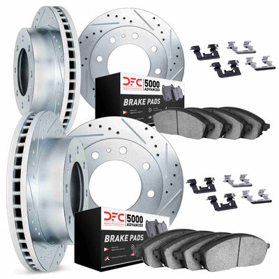 DFC 19-25 Ram 3500 Front & Rear Drilled & Slotted Silver Rotors with 5000 Advanced Pads w/Hardware