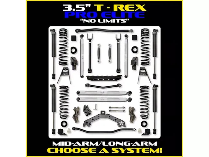 Rock Krawler 3.5 Inch T-Rex No Limits Pro Elite Hybrid Trail Runner System Lift Kit with Shocks JL35TX2NLP-2TR