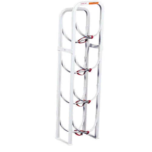 REFRIGERANT TANK RACK 4 X 30 LBS 481/2 X 8 X 13IN WHITE STEEL FINISH