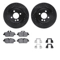 R1 E- Line Series Brake Rotor - D/S - Black w/ Ceramic Pads Hdw Fits Mini Cooper
