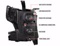PROJECTOR HEADLIGHT WITH LED STRIPE MATTE BLACK