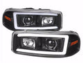 DENALI PROJECTOR HEADLIGHTS WITH MATTE BLACK HOUSING CLEAR LENS AND AMBER REFLECTOR