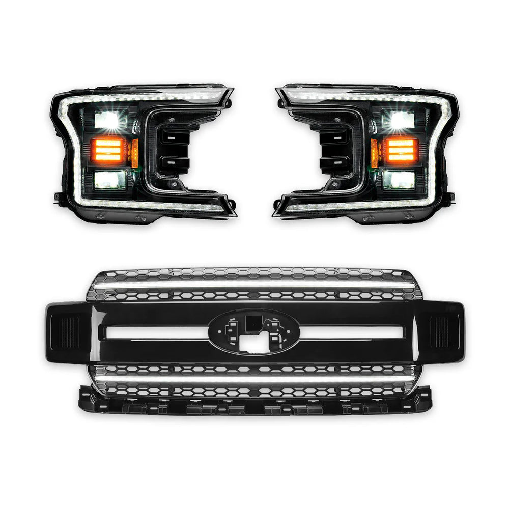 1820 F150 ESSENTIAL SERIES HEADLIGHT AND DRL GRILLE 2PC BUNDLE