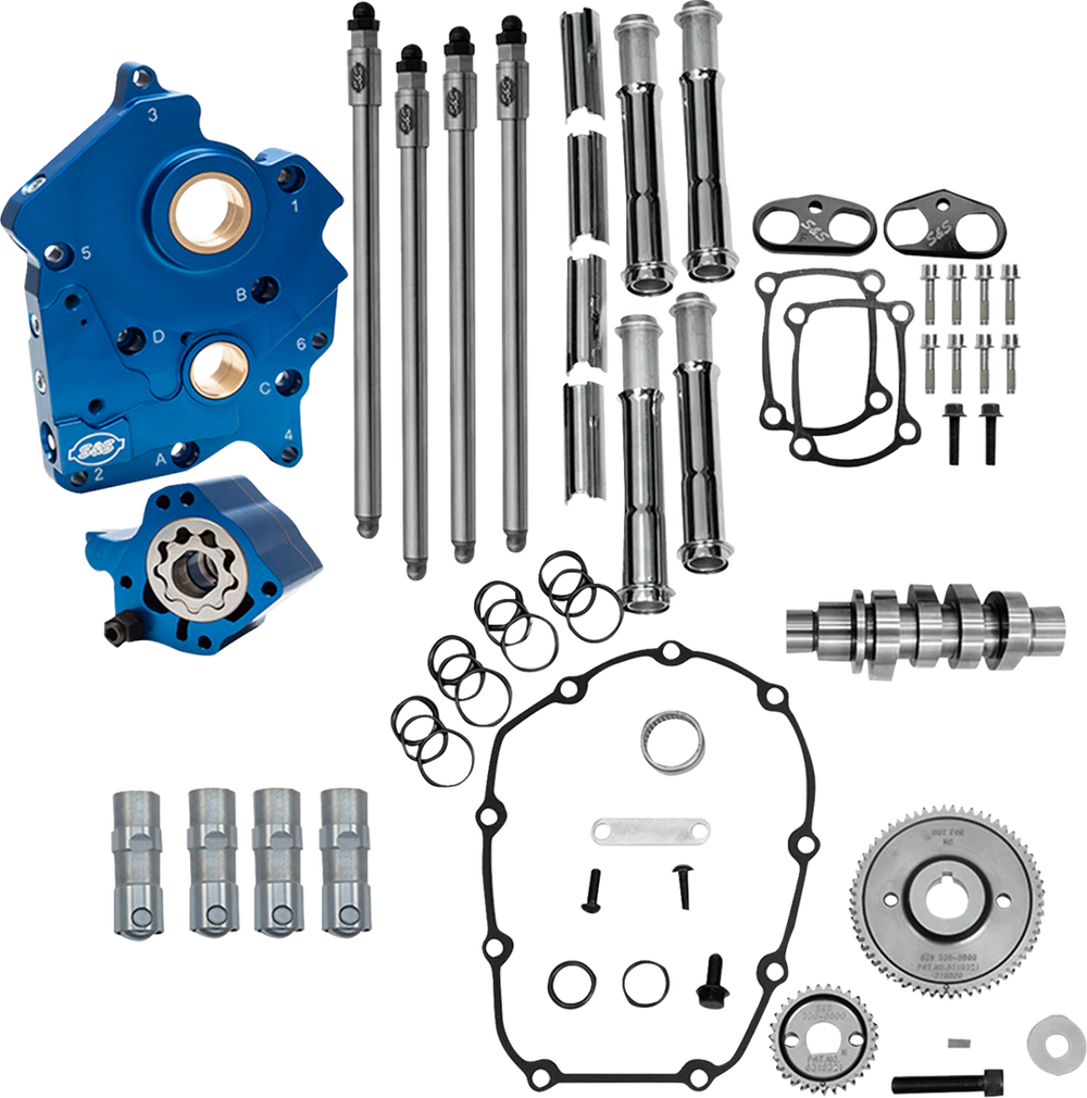 S&S Cycle 2017+ M8 Incl VVT 496G Cam Chest Kit w/ Chrome Pushrod Tubes
