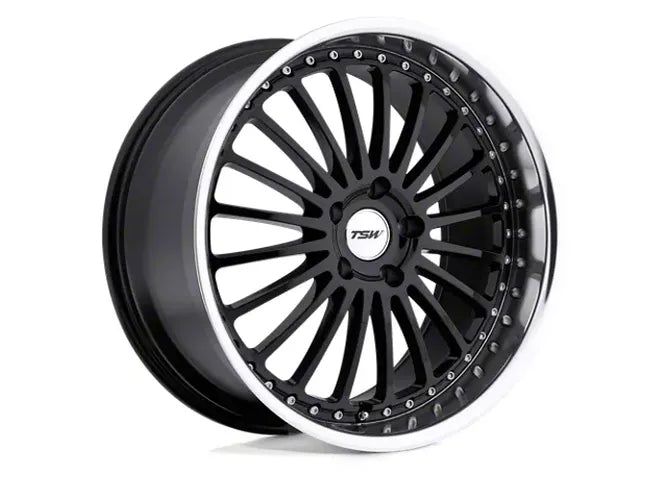 ~(28 lbs. 19X19X10)~ TSW SILVERSTONE 17x8.0 5/114.3 ET20 CB76.1 GLOSS BLACK W/MIRROR CUT LIP