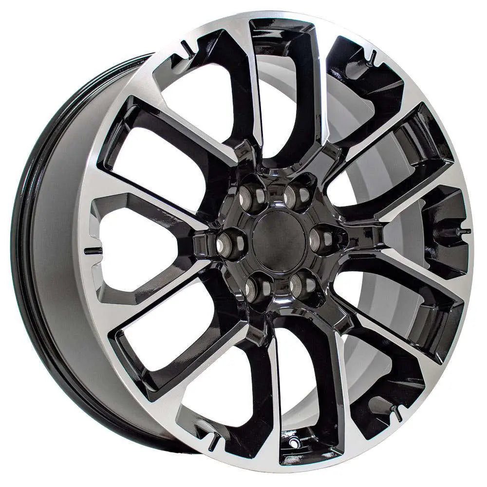 22 IN REPLICA WHEEL FITS CHEVROLET SUBURBAN 1500 CV67 BLACK MACHINED 22X9