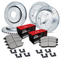 R1 Concepts Silver Drilled Slotted Rotors with 5000 Oep Brake Pads Hdw Fits Isuzu Amigo