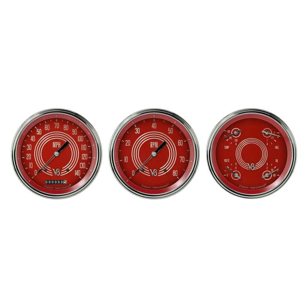 V8 RED STEELIE 5IN SPD/QUAD/TACH-GM