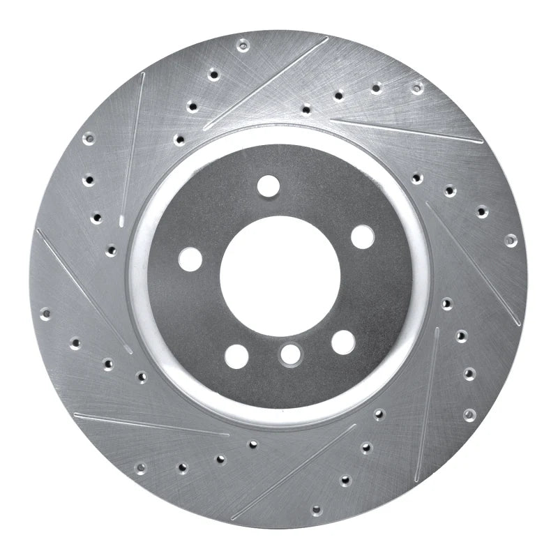 R1 11-16 BMW Z4 Front Left Drilled & Slotted Silver Brake Rotor