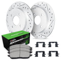 R1 04-08 Saab 9-2X Front & Rear Drill/Slot Carbon Coated Rotor Set w/Perf Sport Pads