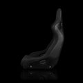 Braum Elite-R Series Fixed Back Bucket Seat - Black PU Black Alcantara White Stitching - BRR1R-BKWS