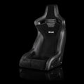 Braum Elite-R Series Fixed Back Bucket Seat - Black PU Black Alcantara White Stitching - BRR1R-BKWS