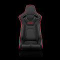 Braum Elite-R Series Fixed Back Bucket Seat - Black PU Black Alcantara White Stitching - BRR1R-BKWS