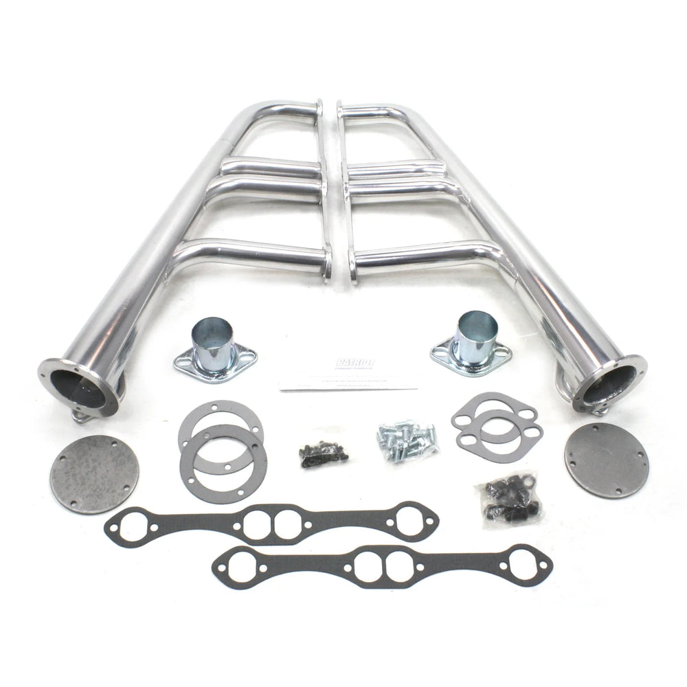 Lakester Headers Chrome Finish Small Block Chevy Lakester Header 1-5/8 Inch Primaries 3/8 Inch Header Flange Chrome Finish FlowTech