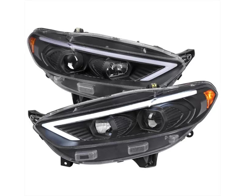LED BAR PROJECTOR HEADLIGHTS MATTE BLACK HOUSING CLEAR LENS - HALOGEN MODELS ONLY - SEQUENTIAL SWITCHBACK TURN SIGNAL