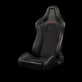 Braum Falcon-S Composite FRP Reclining Seats - Black W Red Stitching - BRR9R-BKRS