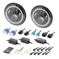 JEEP 7 INCH ROUND 6 LED WITH RGB HALO NDASH; BLACK FRONT FA