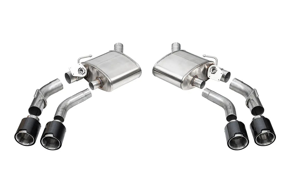 3.0 Dual Rear Exit Cat-Back Exhaust System with 4.5 Polished Straight Cut Carbon Fiber Tips