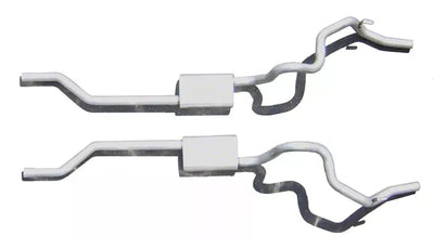 Crossmember Back Without X-Pipe Exhaust System Split Rear Dual Exit 2.5 in Intermediate Tail Pipe Violator Mufflers Hardware Incl Tip Not Incl Natural 409 Stainless Steel Pypes Exhaust