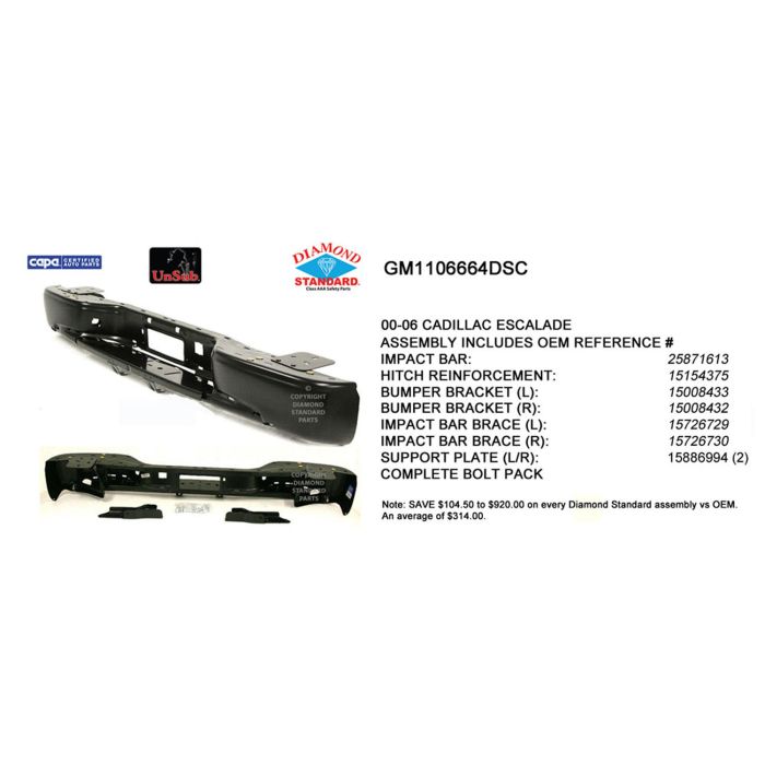 CAPA 0006 ESCALADE BLACK IMPACT BAR ASSEMBLY *(INCLUDES HITCH )