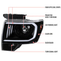 PROJECTOR HEADLIGHT - GLOSSY BLACK HOUSING - CLEAR LENS