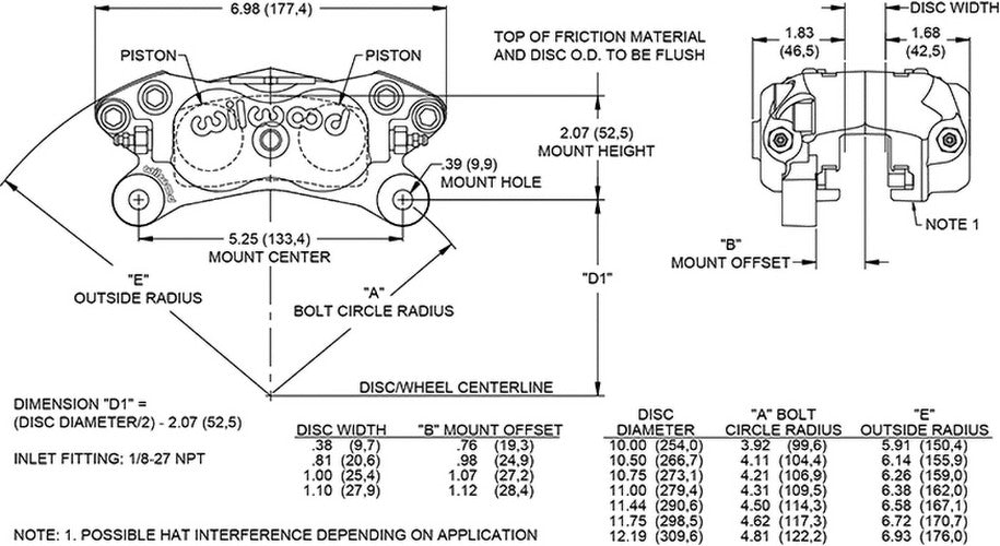 Wilwood Caliper-Forged Dynalite Polished 1.75in Pistons .81in Disc